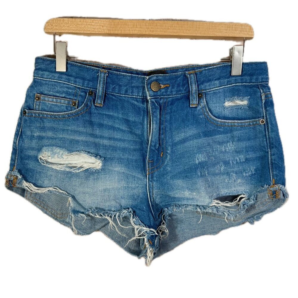 BDG Boyfriend Low-Rise Distressed Medium Wash Denim Shorts Jeans Shorts Size 27